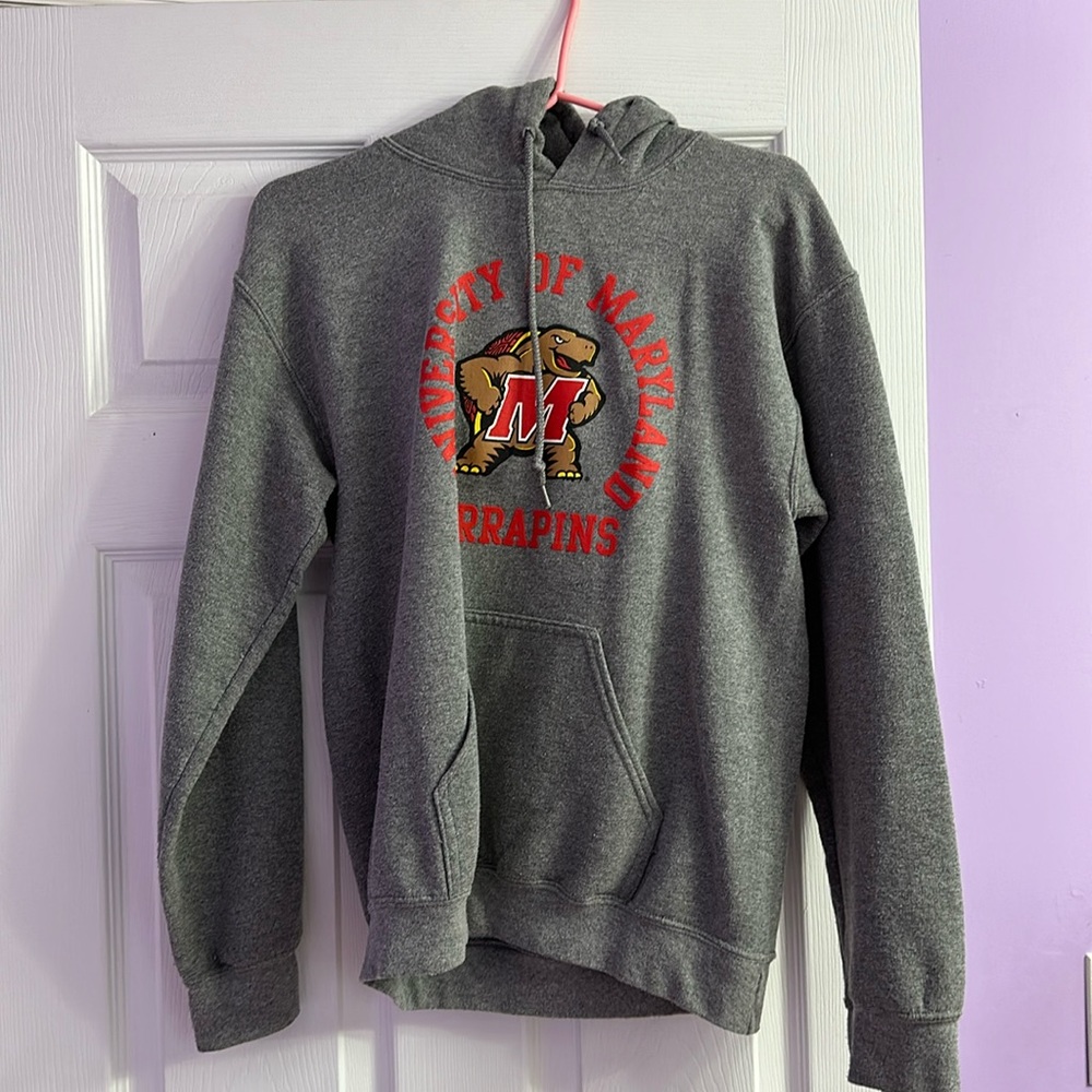 University of Maryland UMD Sweatshirt Hoodie in gray size S